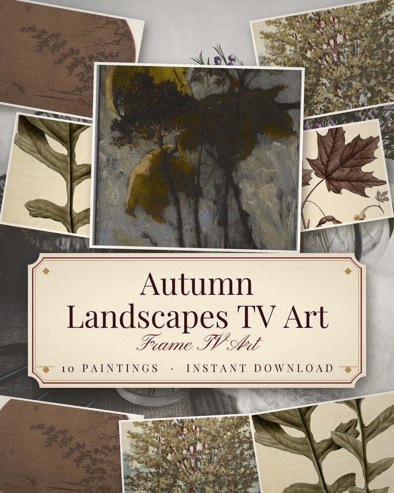 Vintage Autumn Landscape Frame TV Art, 10 4K Fall Oil Paintings, Smart TV Screen - photo 1