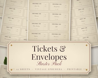 Vintage Tickets and Envelopes Printable, 12 Sheets Journal Ephemera PDF