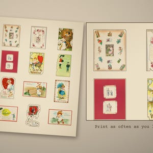 vintage fussy cuts printable - photo 5 of the listing: Vintage Fussy Cuts Printable, 12 Sheets Antique Ephemera Stickers, Junk Journal PDF