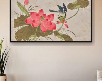 Juego de 10 láminas decorativas vintage con motivos de pájaros para televisión, pinturas al óleo antiguas de naturaleza, protector de pantalla 4K.