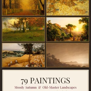 Fall Frame TV Art Bundle 4K, 79 Vintage Oil Paintings, Moody Autumn TV Art