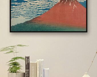 Juego de 10 láminas japonesas para TV, grabados vintage en madera, pantalla de TV Japandi 4K