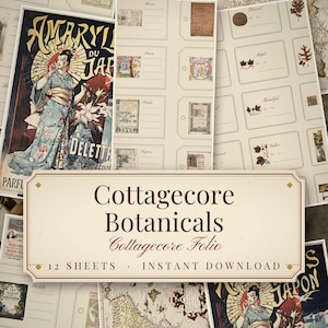 Cottagecore Botanical Ephemera Pack, 12 Dried Flower Herbarium Sheets, Attic Gar - photo 1