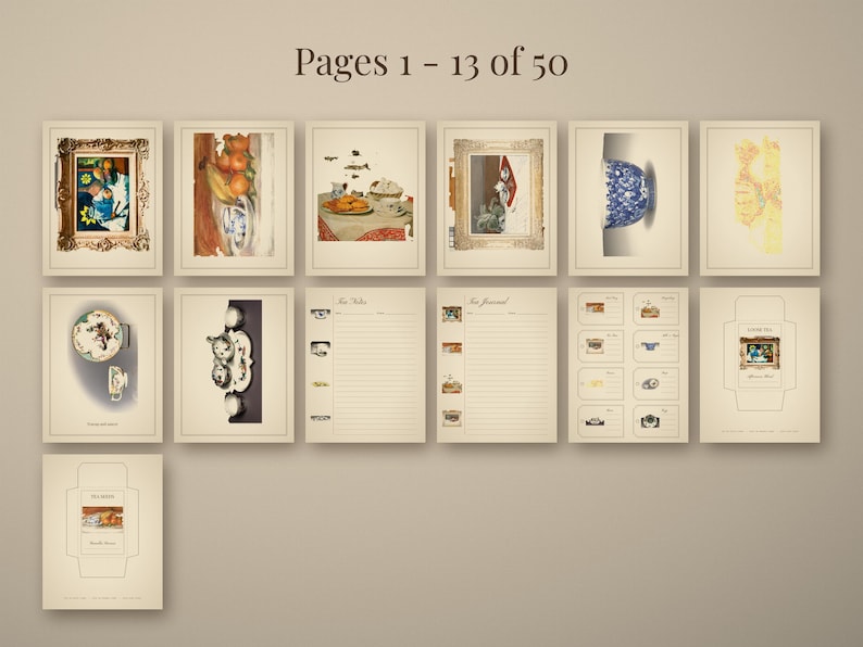 Vintage Tea Party Digital Junk Journal Kit, Printable Pages, Ephemera ...