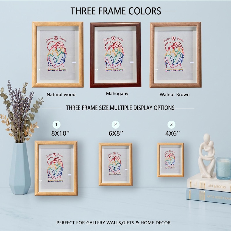 Custom Lesbian Embroidered Photo Frame,lgbtq Wedding Gift, Gay Pride Custom Lesbian Embroidered Photo Frame,lgbtq Wedding Gift, Gay Pride
