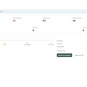 Hub HTML per immobili in affitto, dashboard immobiliare, gestore di rapporti tra proprietari e inquilini, monitoraggio del flusso di cassa e delle spese mensili, organizzatore della manutenzione.