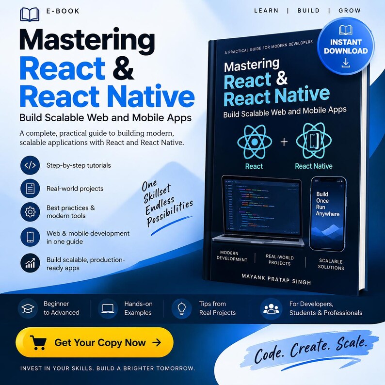 Mastering React & React Native: Build Scalable Web and Mobile Apps | Complete Developer E-Book image 1