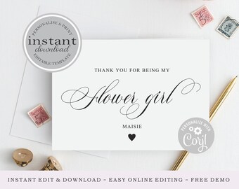 Flower Girl Thank You Card - Etsy
