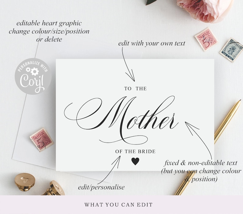 Editable Template Instant Download To My Mom On My Wedding Day PRINTABLE,To Mother Of The Bride Mum In Law Card Mother Of The Bride Card