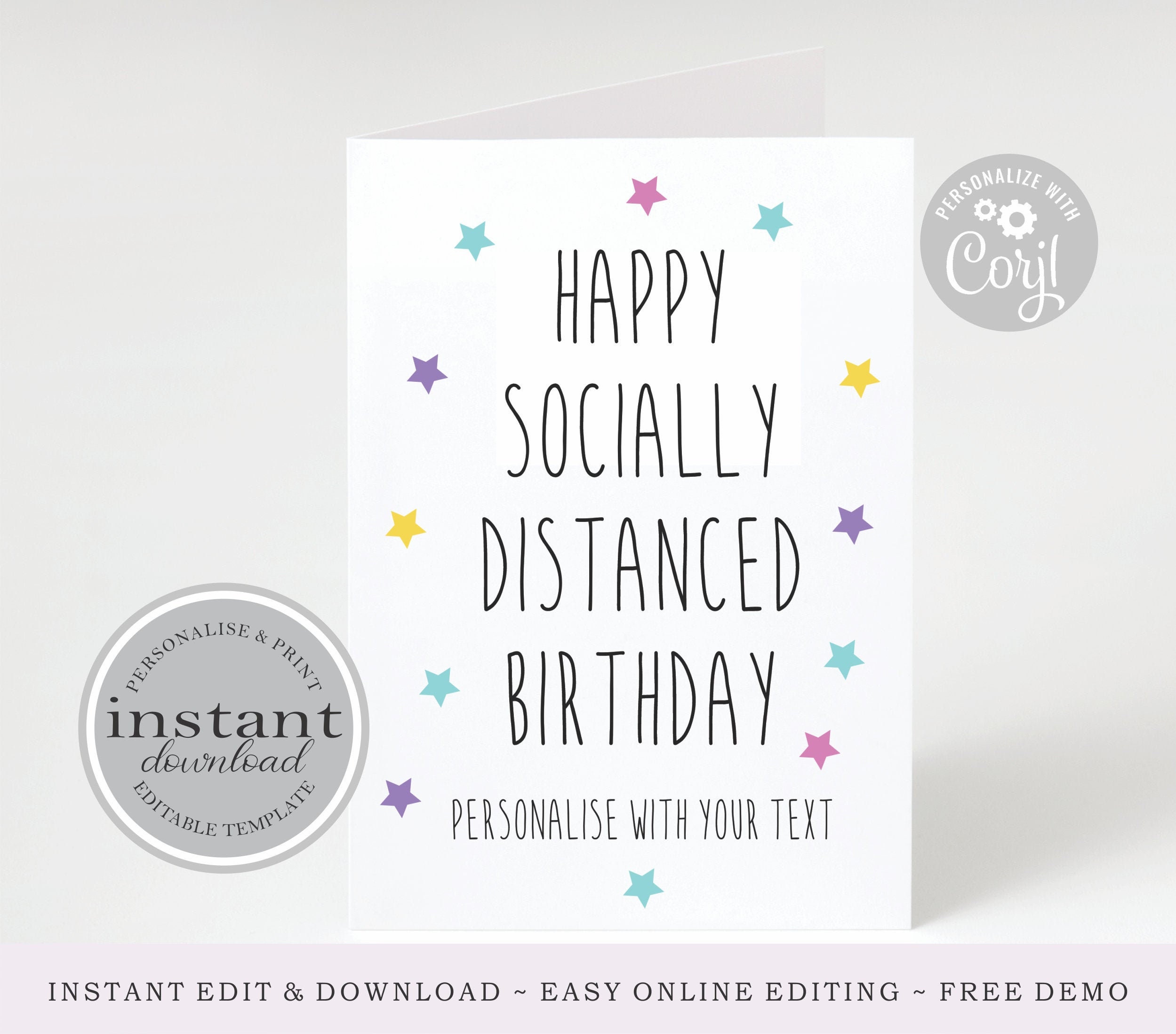 Social Distancing Birthday Card Printable Birthday Card Etsy