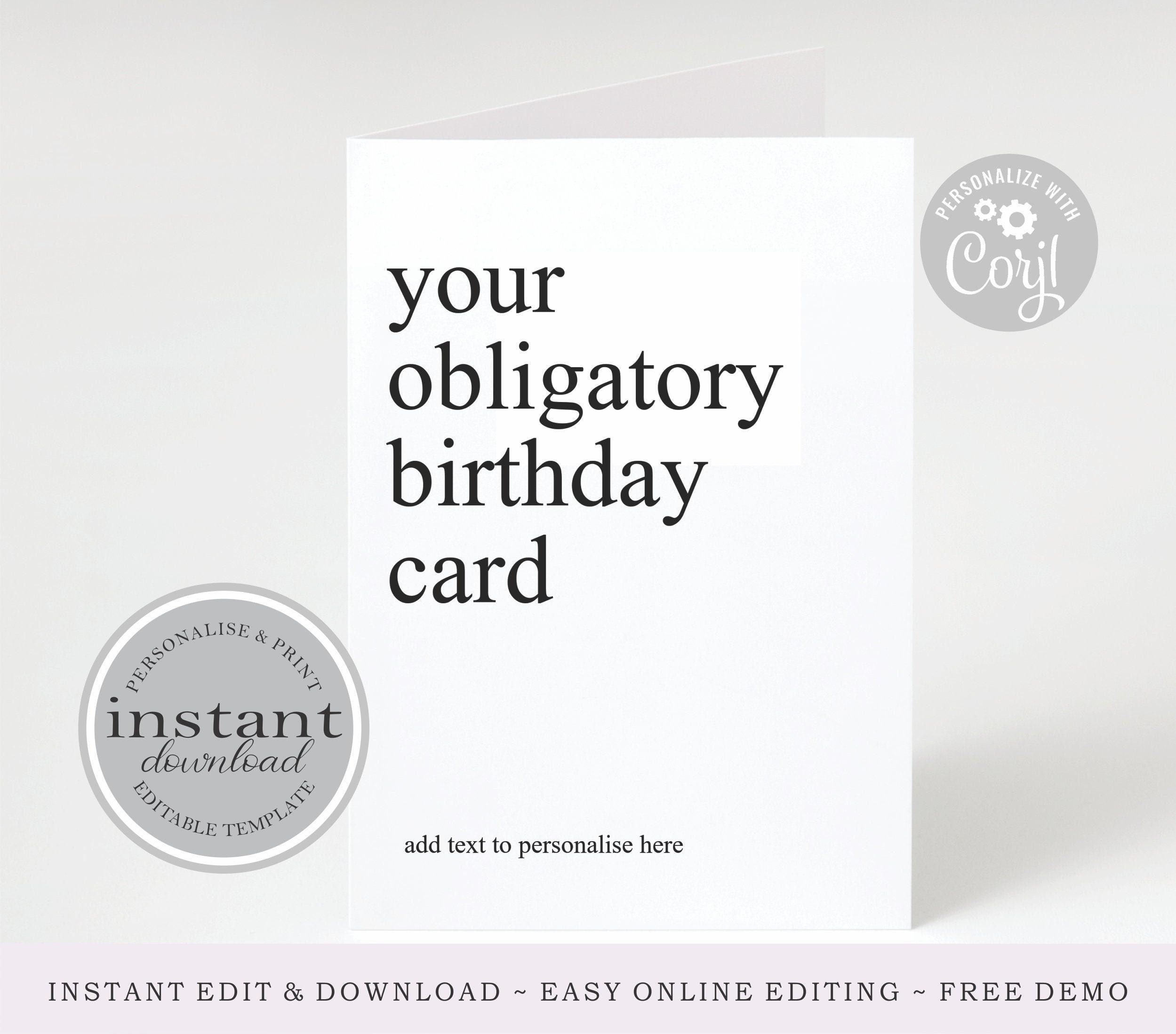 funny birthday card printable for friend him her editable etsy