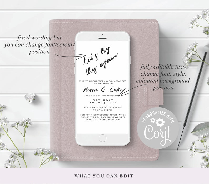 Save The Date Evite Digital Save The New Date Template Save Etsy