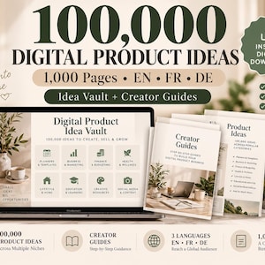 100,000 Digital Product Ideas Bundle 2026 EN/FR/DE