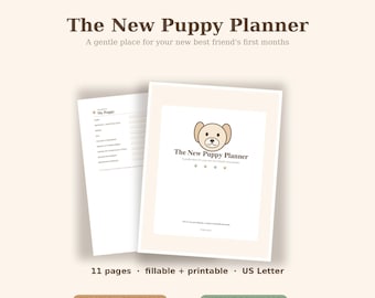 Planificador imprimible para cachorros: vacunas, entrenamiento, registro diario (descarga digital)
