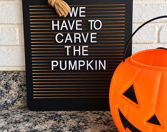 Fall Letter Board Cutting Board, Black Wood with Rope Handle