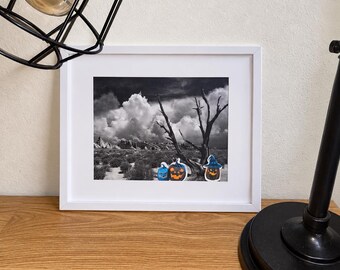 Jack-o-Lanterns in a Desert Wall Art: Black and White Landscape Print