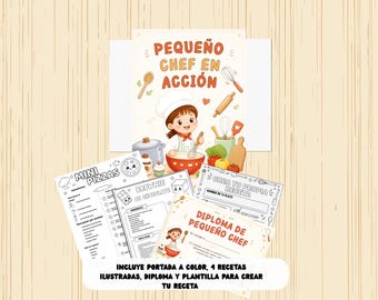 Kit de Recetas Infantiles Imprimibles, Cocina para Niños, Diploma, Plantilla, Actividad Divertida. PDF