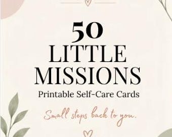 50 Little Missions Printable Self-Care Cards: Personal Growth (Digital Download)