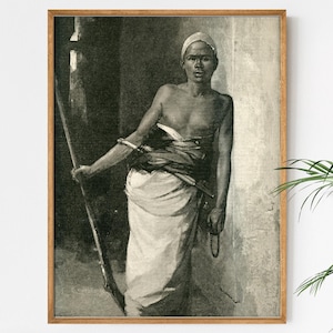 Impresión artística de un guardia de prisión morisco: Retrato histórico africano vintage (descarga digital)