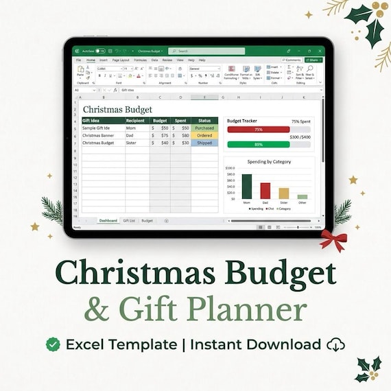 Christmas Budget & Gift Planner | Excel Template (Instant Download)