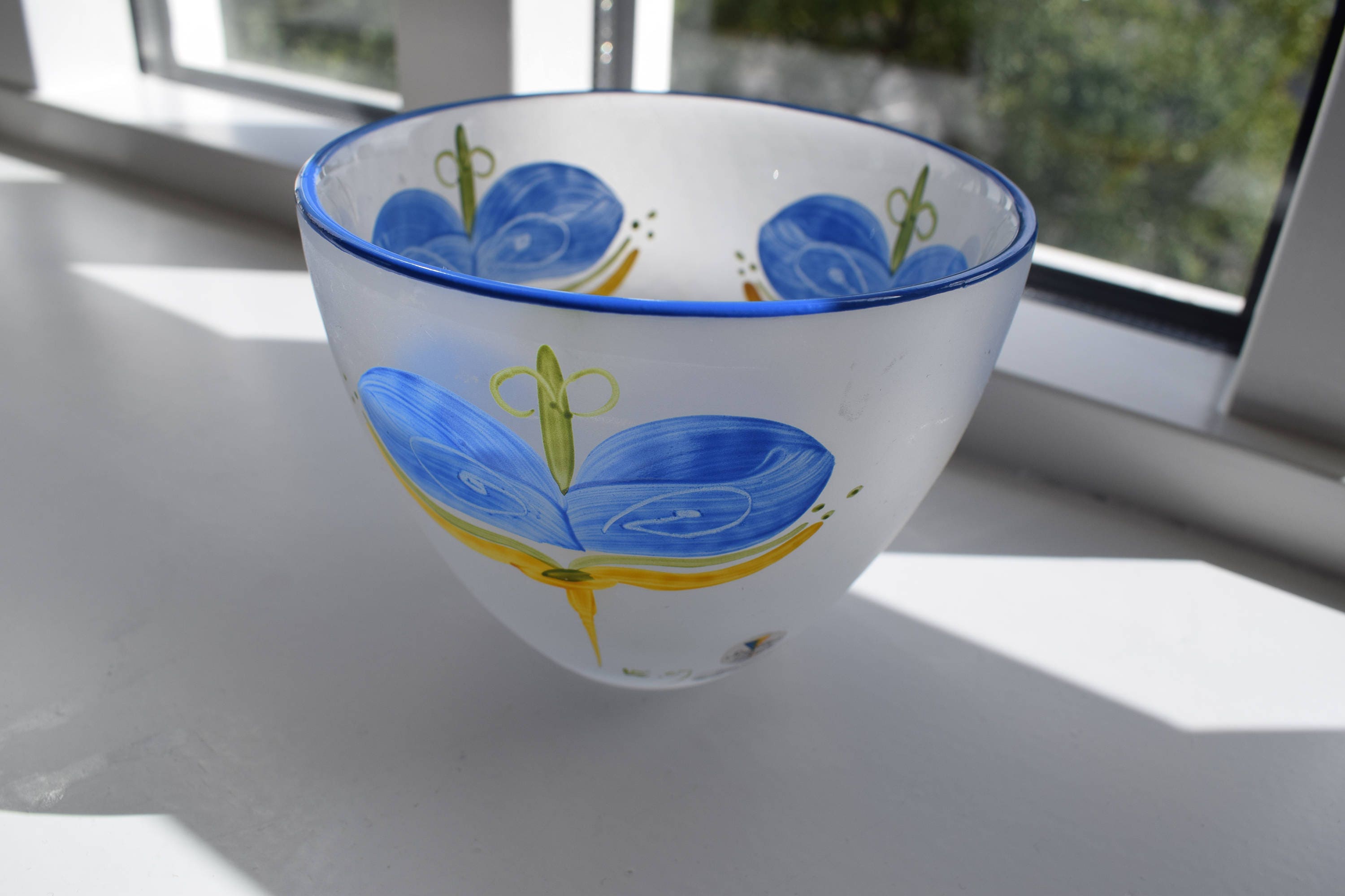 SEA Glasbruk Kosta Sweden Hand Painted Frosted Glass Bowl Etsy UK