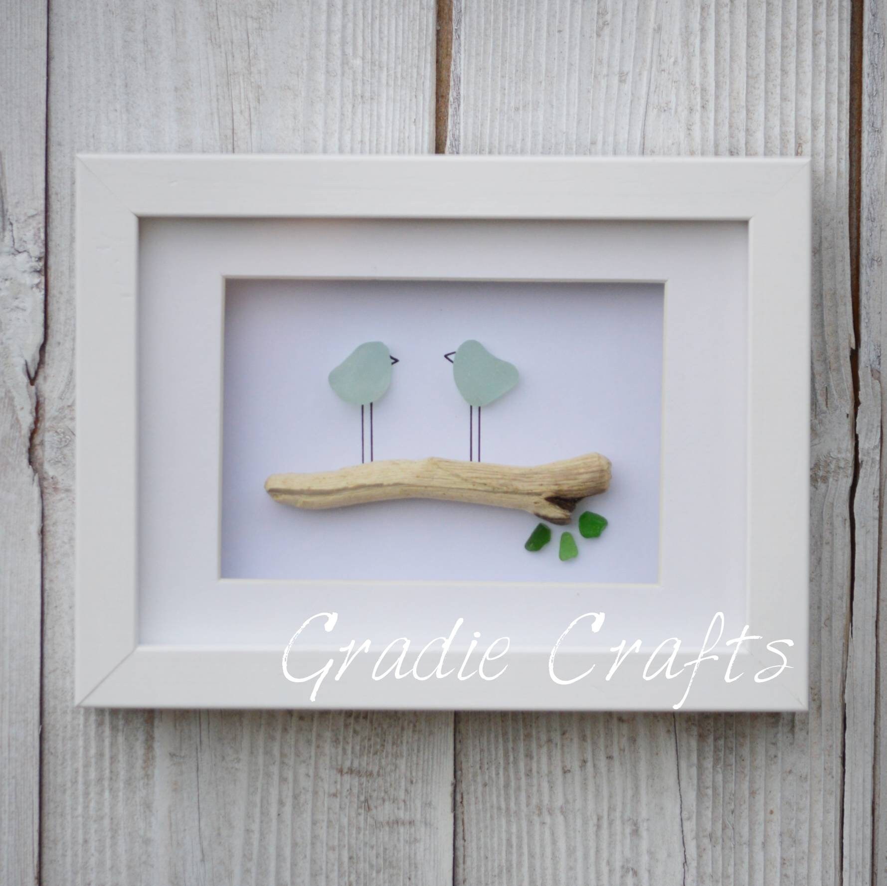 Handmade Genuine Anglesey Sea Glass Birds on Driftwood Branch Etsy