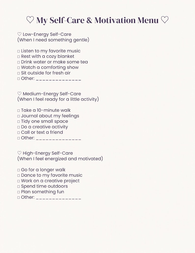 ADHD Self Care Planner Printable | Mental Wellness Workbook | 15 Page ...