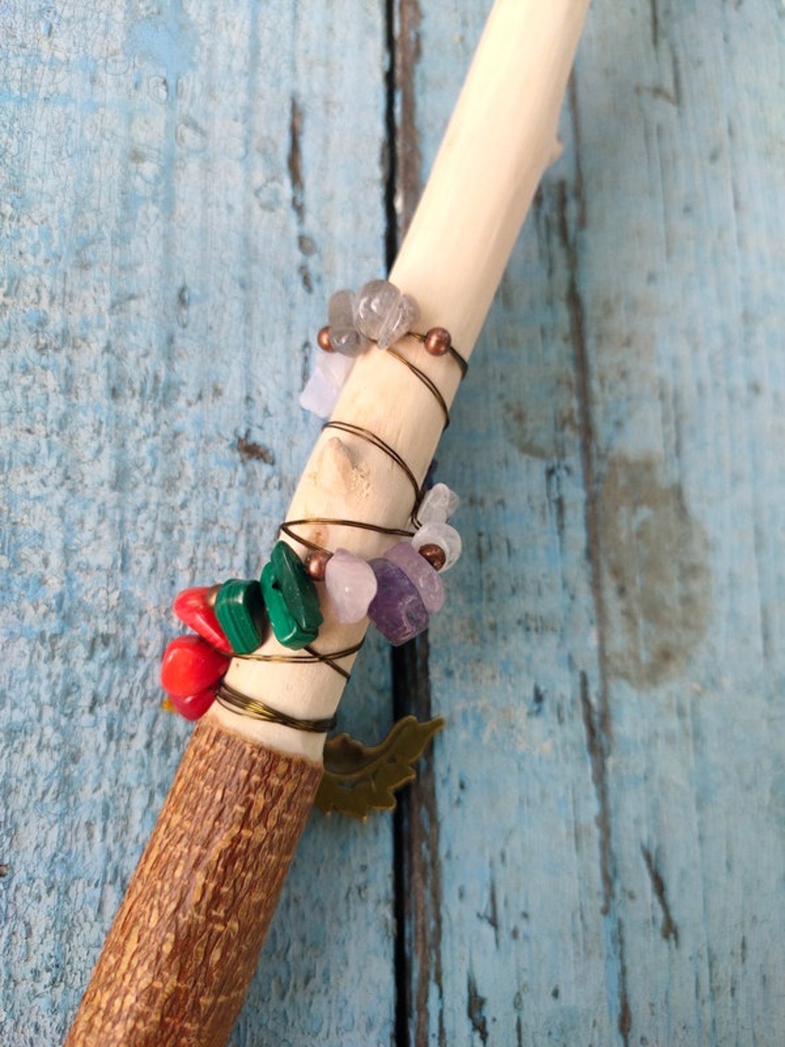 Birch wand with crystals rebirth love protection Etsy