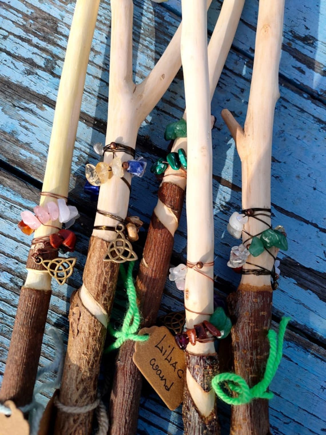 Birch wand with crystals rebirth love protection Etsy