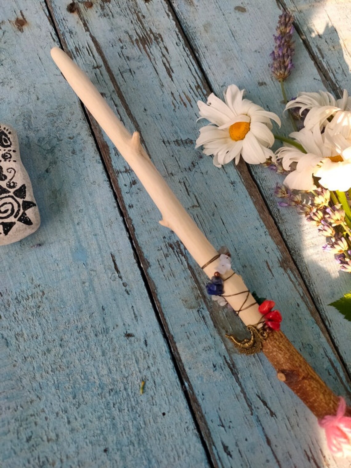 Birch wand with crystals rebirth love protection Etsy