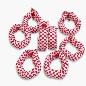 Bigoudis, bigoudis, coeurs rouges et blancs, accessoires pour cheveux, bigoudis souples image 1