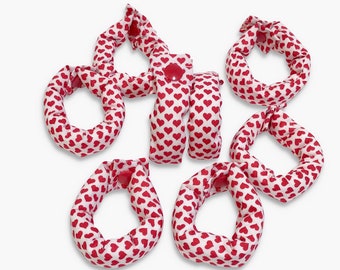 Red and White Hearts Hair Rollers, Hair Curlers, Hair Accessories, soft curlers