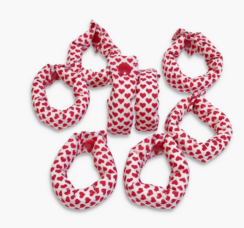 Red and White Hearts Hair Rollers, Hair Curlers, Hair Accessories, soft curlers image 1