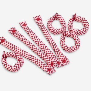 Bigoudis, bigoudis, coeurs rouges et blancs, accessoires pour cheveux, bigoudis souples image 4