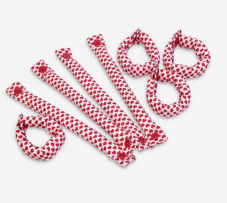 Red and White Hearts Hair Rollers, Hair Curlers, Hair Accessories, soft curlers image 4