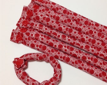 1 inch Bubble Print Hair Rollers (red)