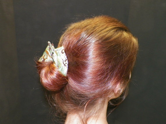 Sage Victorian Print Fabric Hair Roller Hair Bun Etsy