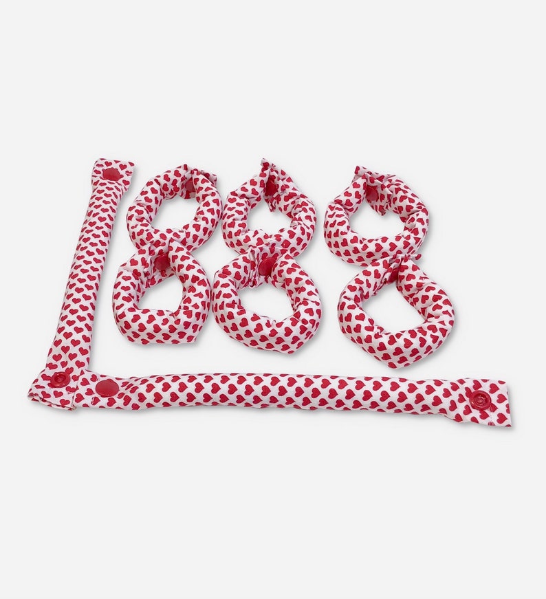 Red and White Hearts Hair Rollers, Hair Curlers, Hair Accessories, soft curlers image 7