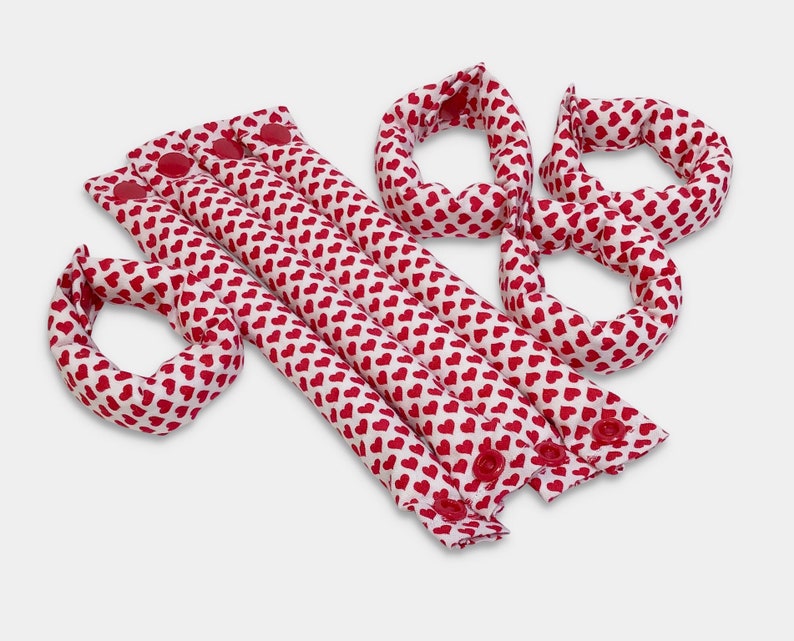 Red and White Hearts Hair Rollers, Hair Curlers, Hair Accessories, soft curlers image 8