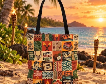 Survivor Inspired Tote Bag | Reality TV Fan Gift | Outwit Outplay Outlast Bag | Island Strategy Tote | Tribal Council Gift | Survivor Gift