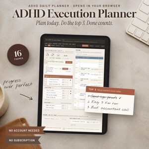 ADHD Digital Planner for Adults | Daily Planner App, Executive Function Tool, To Do List