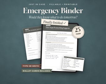 Emergency Binder Fillable PDF | In Case of Emergency Planner, What to Do If I Die Organizer, Printable + Digital, Done in 3 Short Sessions