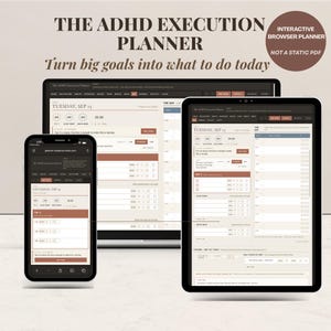 ADHD Digital Planner for Adults | Interactive Execution Planner App | Task Paralysis & Executive Function