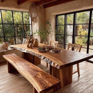 Dining Table, Wooden Table, Wood Table, Natural Walnut Wood Table, Handmade Furniture