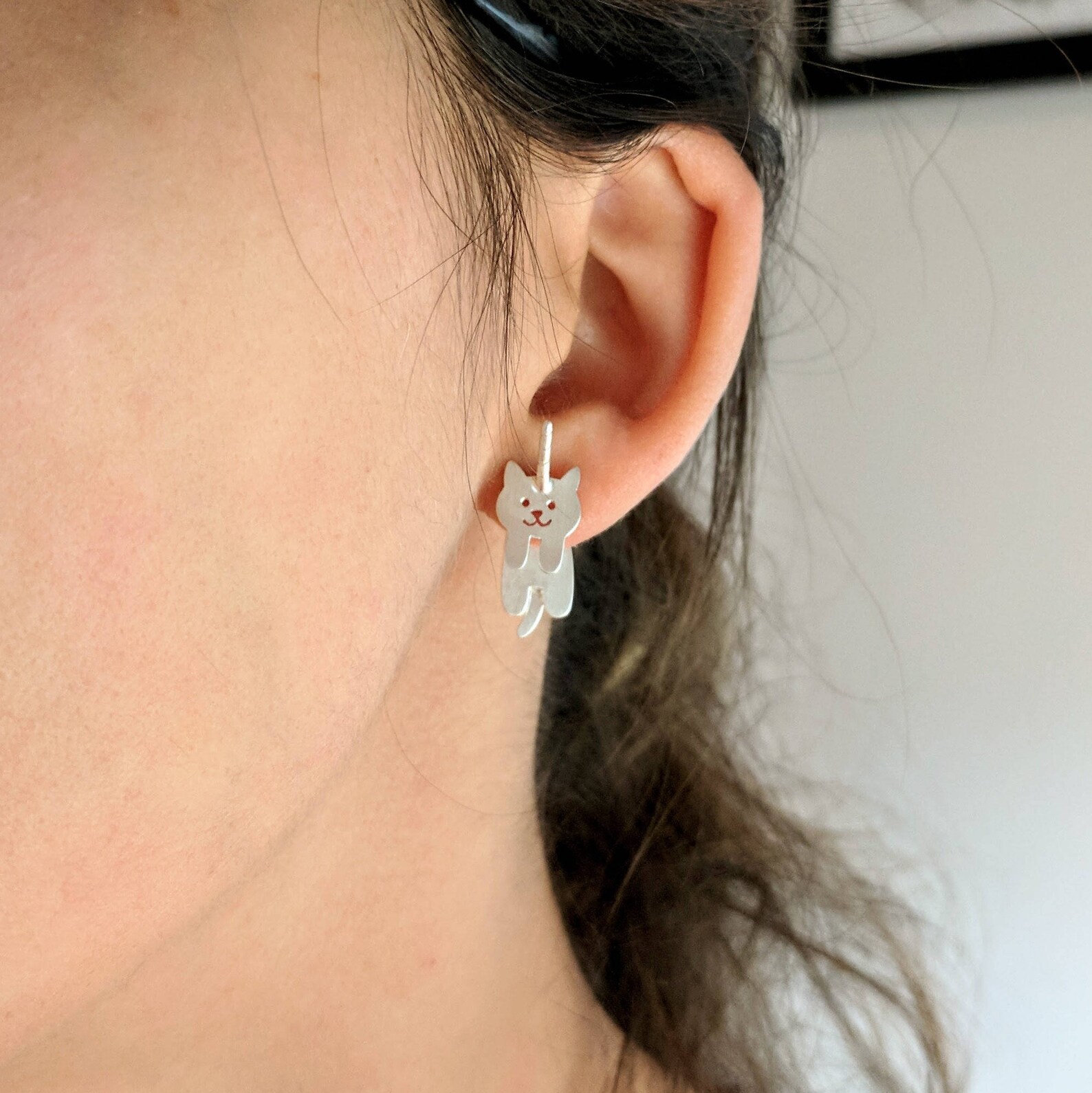 Sterling Silver Caticorn Ear Jacket Cat Earrings Boucles Etsy