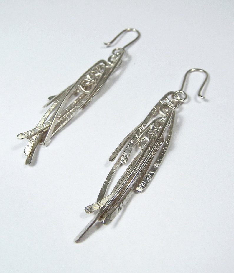 Sterling Silver Hammered Wire Earrings Etsy