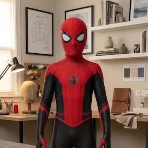 Spider Superhero Costume Red Black Web Pattern Jumpsuit Kid And Adult Hero Suit Full Body Zentai Halloween Cosplay Outfit Wear Party Men