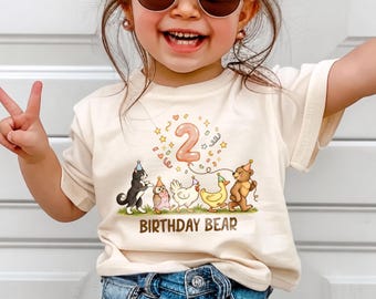 Personalized Little Bear Birthday Shirt, Custom Age Woodland Birthday Tee, Vintage Storybook Bear Shirt, 1st 2nd 3rd Birthday Outfit