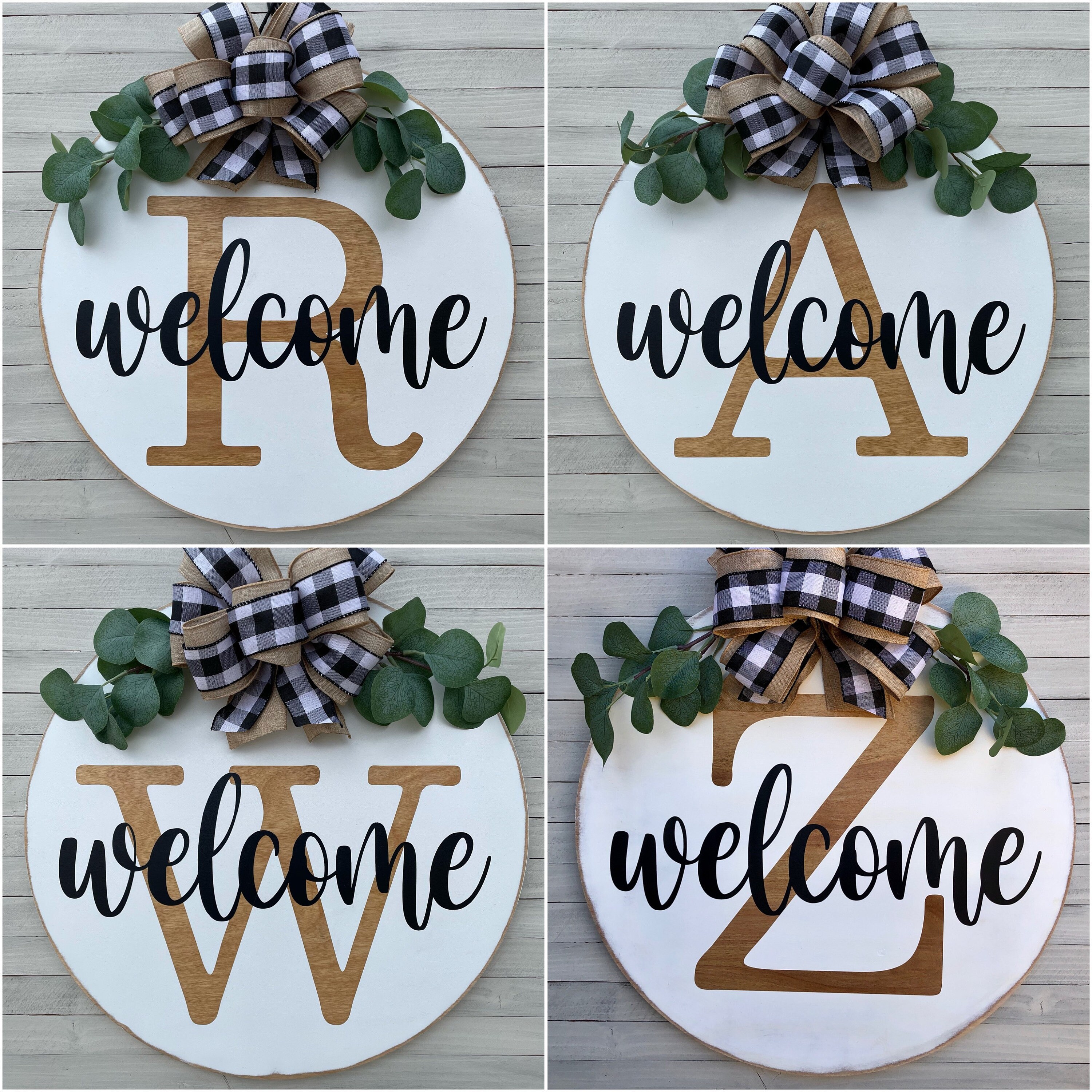 Colgador de puerta inicial de monograma decoración de puerta | Etsy