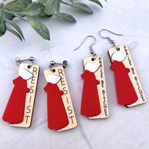 Womens Rights Feminist Earrings Resist Praise Be Bitches Political Democrat Liberal Pro Choice Woke image 1